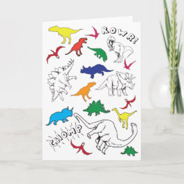 Agradecimento Cartão de aniversário do dinossauro dos miúdos