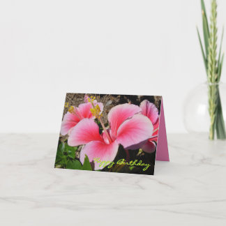 Agradecimento Cartão de Aniversário do Hibiscus Rosa