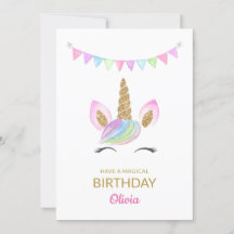 Cartão de Aniversário do Rainbow Pastel Magical Un