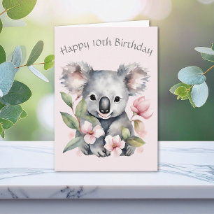 Agradecimento Cartão de Aniversário do Urso Koala Personalizado
