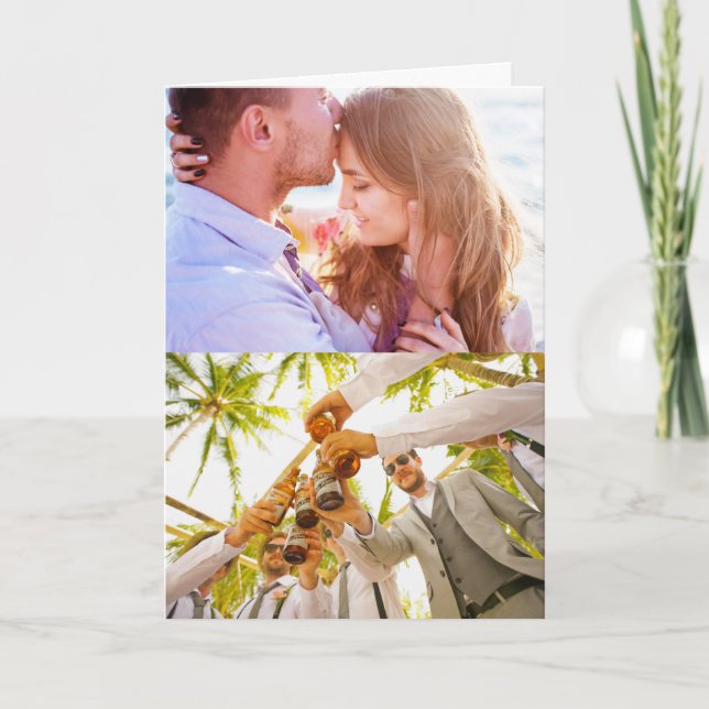 Agradecimento Cartão de Aniversário Dobrado 2 Fotos de Borda (Frente)