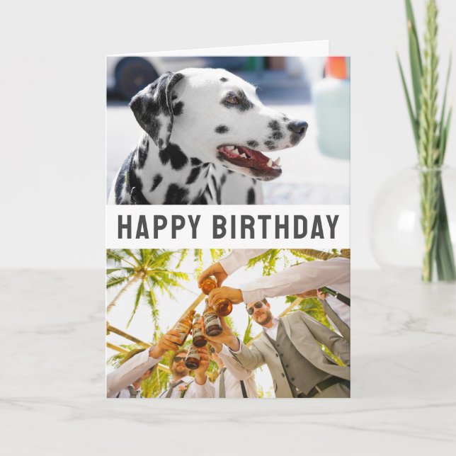 Agradecimento Cartão de aniversário dobrado 2 fotos e texto (Frente)