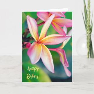 Agradecimento Cartão de Aniversário Feliz da Plumeria Rosa