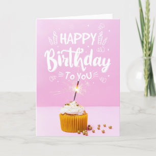 Agradecimento Cartão de Aniversário Feliz de Cupcake Brilhante