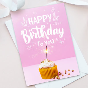 Agradecimento Cartão de Aniversário Feliz de Cupcake Brilhante
