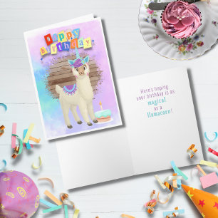 Agradecimento Cartão de Aniversário Feliz de Llamacorn