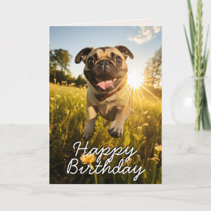 Agradecimento Cartão de Aniversário Feliz de Pug Personalizado