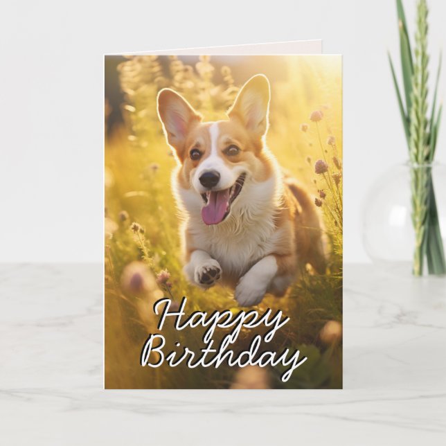 Agradecimento Cartão de Aniversário Feliz do Welsh Corgi (Frente)