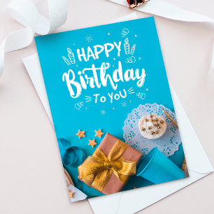 Agradecimento Cartão de Aniversário Feliz e Cupcake