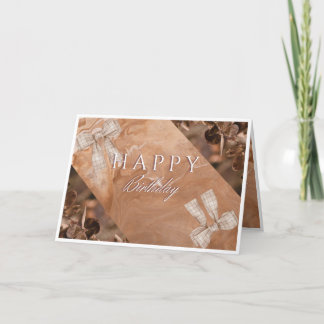 Agradecimento Cartão de Aniversário Feliz Floral Brown Elegante