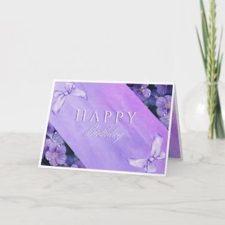 Agradecimento Cartão de Aniversário Feliz Floral Roxo Elegante
