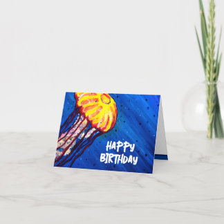 Agradecimento Cartão de Aniversário Feliz para as águas-vivas pe