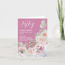 Agradecimento Cartão de aniversário feminino dobrado com aquarel