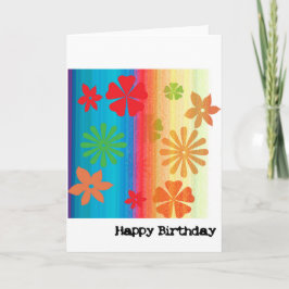 Agradecimento Cartão de aniversário - floral (azul, alaranjados)