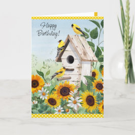 Agradecimento Cartão de aniversário floral brilhante para girass