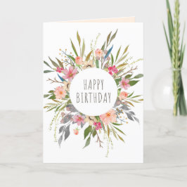 Agradecimento Cartão de aniversário floral de cor aquosa pastel 