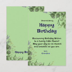 Agradecimento Cartão de aniversário floral elegante com eu perso