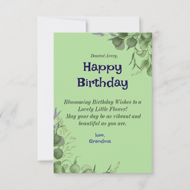 Agradecimento Cartão de Aniversário Floral Elegante com Eu Perso (Frente)