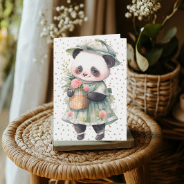Agradecimento Cartão de Aniversário Floral Panda