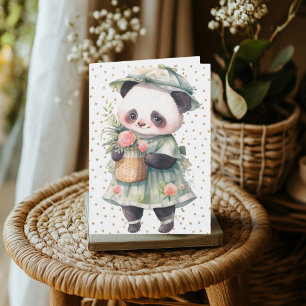Agradecimento Cartão de Aniversário Floral Panda