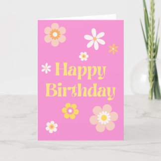 Agradecimento Cartão de Aniversário Floral Rosa