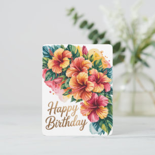 Agradecimento Cartão de Aniversário Floral Tropical