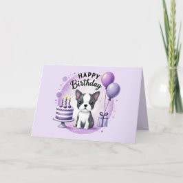 Agradecimento Cartão de aniversário fofo do Boston Terrier