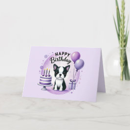 Agradecimento Cartão de aniversário fofo do Boston Terrier