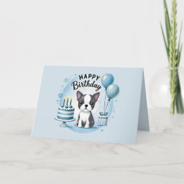 Agradecimento Cartão de aniversário fofo do Boston Terrier