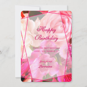 Agradecimento Cartão de Aniversário Fuchsia Florals