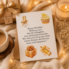 Agradecimento Cartão de Aniversário Luxuoso Dourado para Ela | F