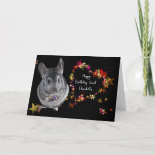 Agradecimento Cartão de aniversário para Chinchilla Black com St