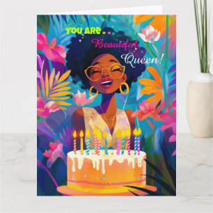 Agradecimento Cartão de Aniversário para Rainha Negra Linda