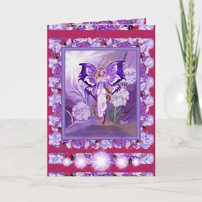 Agradecimento Cartão de aniversário Purple Sun Fairy (Frente)