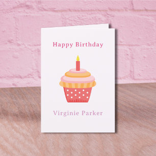 Agradecimento Cartão de Aniversário Rosa-cupcake