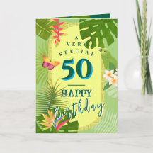 Cartão de Aniversário Verde dos 50 anos do Paraíso