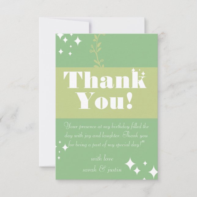 Agradecimento Cartão de Aniversário Verde-Marinho (Frente)