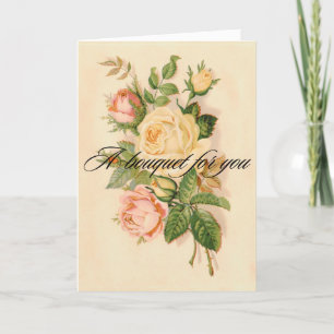 Agradecimento Cartão de Aniversário Vitoriano Rose Bouquet