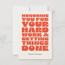 Cartão de Apreciação do Funcionarios de Funcionári