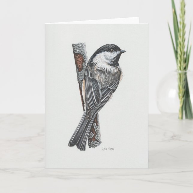Agradecimento Cartão de Arte Chickadee de Casca Preta (Frente)