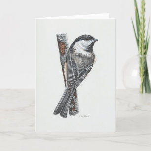 Agradecimento Cartão de Arte Chickadee de Casca Preta
