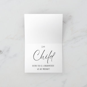 Agradecimento Cartão de aviso de bebê e gravidez para avó