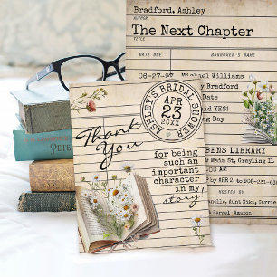 Agradecimento Cartão de Biblioteca Antiga Livros Florais Ursa Fe