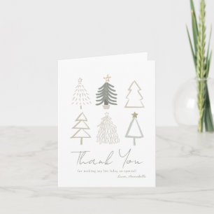 Agradecimento Cartão de Boas Festas Árvores de Natal Boho Verde