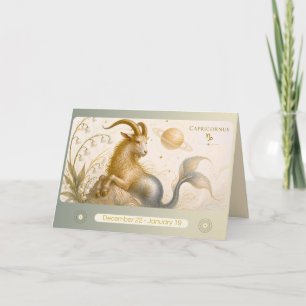 Agradecimento Cartão de Boas Festas Capricórnio Art Nouveau