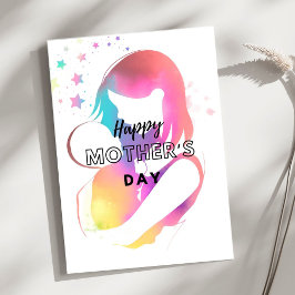 Agradecimento Cartão de Boas Festas Colorido Feliz Dia das Mães