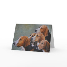 Cartão de Boas Festas com Arte de Cães Fox Hounds 