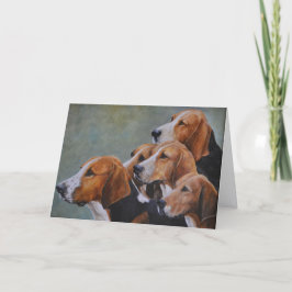 Agradecimento Cartão de Boas Festas com Arte de Cães Fox Hounds 