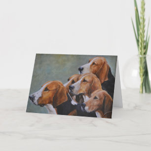 Agradecimento Cartão de Boas Festas com Arte de Cães Fox Hounds