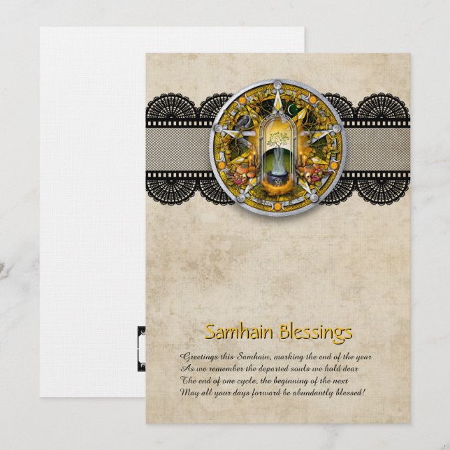 Agradecimento Cartão de Boas Festas de Samhain Personalizável (Frente/Verso)
